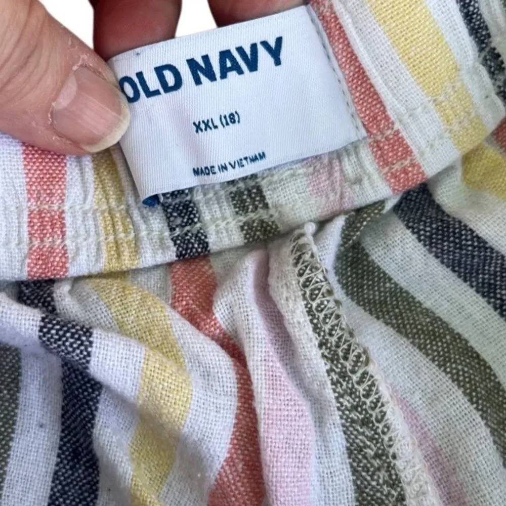 Old Navy Linen-Blend Striped Shorts – Girls Size XXL (18)